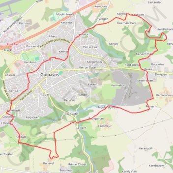 Itinéraire Balade autour de Guipavas, distance, dénivelé, altitude, carte, profil, trace GPS