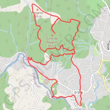 Itinéraire Circuit de Peygros - Auribeau-sur-Siagne, distance, dénivelé, altitude, carte, profil, trace GPS