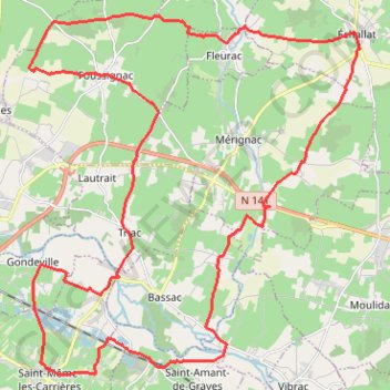 Itinéraire St Meme les Carrieres 41 kms, distance, dénivelé, altitude, carte, profil, trace GPS
