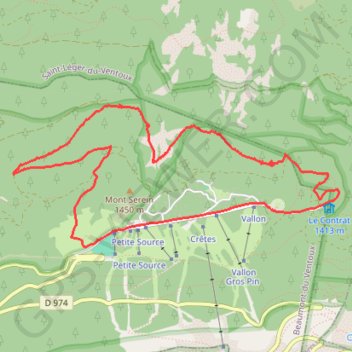 Itinéraire Mont serein, Le contrat, distance, dénivelé, altitude, carte, profil, trace GPS