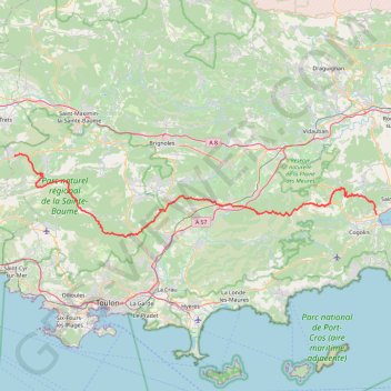 Itinéraire GR9 De Saint Zacharie à Port Grimaud (Var), distance, dénivelé, altitude, carte, profil, trace GPS