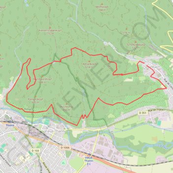 Itinéraire Steinbach - Thann - Steinbach : vigne et montagne, distance, dénivelé, altitude, carte, profil, trace GPS