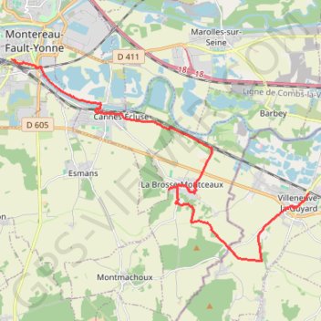 Itinéraire De Montereau a Villeneuve-la-Guyard - rando sur l'Yonne, distance, dénivelé, altitude, carte, profil, trace GPS