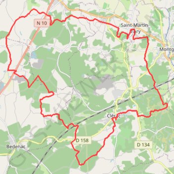 Itinéraire 17 - Clérac - St Martin d'Ary, distance, dénivelé, altitude, carte, profil, trace GPS