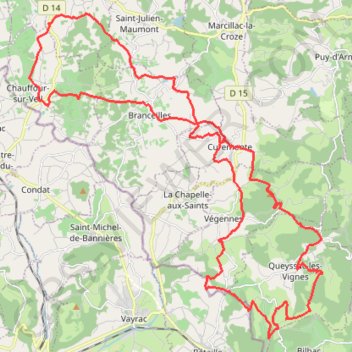 Itinéraire De Chauffour/veil à Queyssac via Curemonte - 10854 - UtagawaVTT.com, distance, dénivelé, altitude, carte, profil, trace GPS