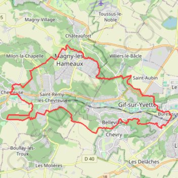 Itinéraire Bures-sur-Yvette - Château de Méridon, distance, dénivelé, altitude, carte, profil, trace GPS