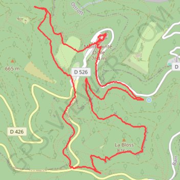 Itinéraire Carrefour de la Bloss - Mont Sainte-Odile, distance, dénivelé, altitude, carte, profil, trace GPS