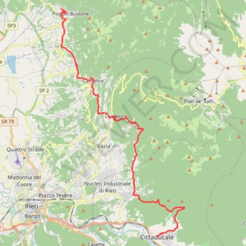 Itinéraire De Cittaducale à Poggio Bustone, distance, dénivelé, altitude, carte, profil, trace GPS