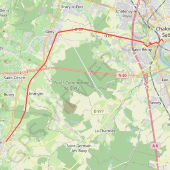 Itinéraire Buxy / Chalon-sur-Saône, distance, dénivelé, altitude, carte, profil, trace GPS