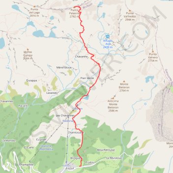 Itinéraire Punta Palasina, distance, dénivelé, altitude, carte, profil, trace GPS