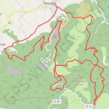 Itinéraire Dourgne, Montagne noire, distance, dénivelé, altitude, carte, profil, trace GPS
