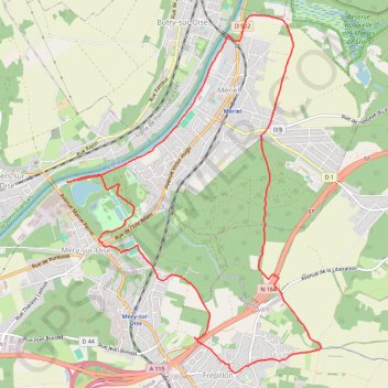 Itinéraire Mery sur Oise, distance, dénivelé, altitude, carte, profil, trace GPS