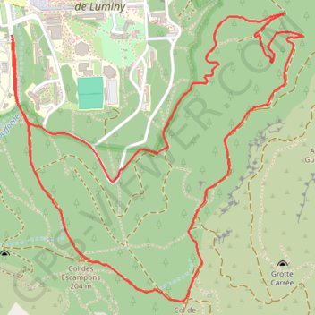 Itinéraire Luminy les dessous du centaure, distance, dénivelé, altitude, carte, profil, trace GPS
