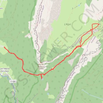 Itinéraire Croix de l'Alpe depuis les Varvats, distance, dénivelé, altitude, carte, profil, trace GPS