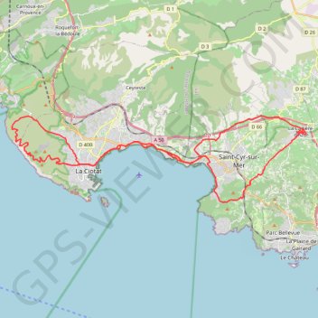 Itinéraire La Ciotat Route des Crêtes, distance, dénivelé, altitude, carte, profil, trace GPS