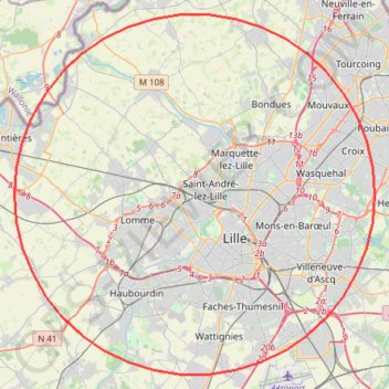 Itinéraire Circle, distance, dénivelé, altitude, carte, profil, trace GPS