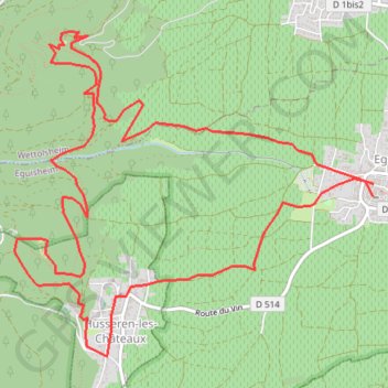 Itinéraire Eguisheim 3 chateaux, distance, dénivelé, altitude, carte, profil, trace GPS