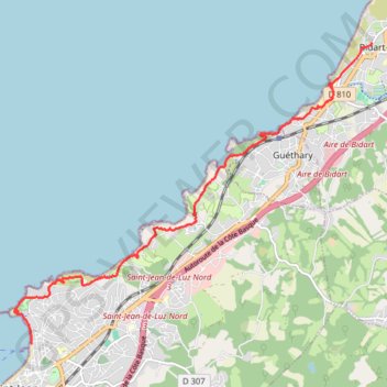 Itinéraire Littoral de Saint-Jean-de-Luz à Bidart, distance, dénivelé, altitude, carte, profil, trace GPS