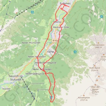 Itinéraire Neustift - Sur le sentier de la méditation, distance, dénivelé, altitude, carte, profil, trace GPS
