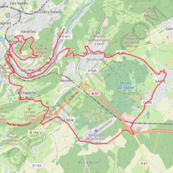 Itinéraire Fort Bregille, distance, dénivelé, altitude, carte, profil, trace GPS