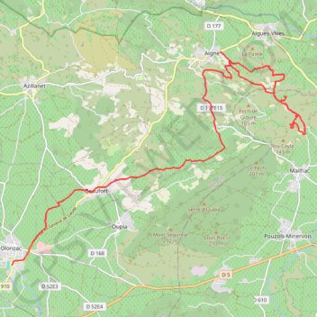 Itinéraire D'Aigne-Minervois à Olonzac, distance, dénivelé, altitude, carte, profil, trace GPS