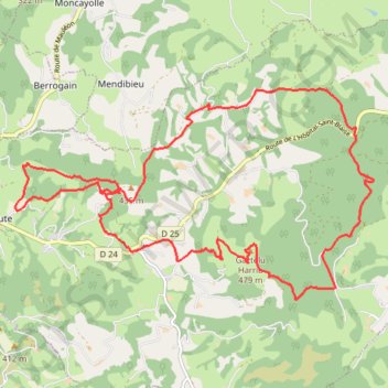 Itinéraire Cheraute cococh gaztelaia26km1200m, distance, dénivelé, altitude, carte, profil, trace GPS