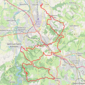 Itinéraire Par monts et par vaux - Saint-Just-Saint-Rambert, distance, dénivelé, altitude, carte, profil, trace GPS