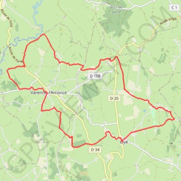 Itinéraire Brionnais - Oyé, distance, dénivelé, altitude, carte, profil, trace GPS