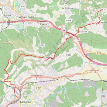 Itinéraire Gardanne - Beaurecueil, distance, dénivelé, altitude, carte, profil, trace GPS