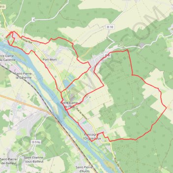 Itinéraire Pressagny - l'Orgueilleux, distance, dénivelé, altitude, carte, profil, trace GPS