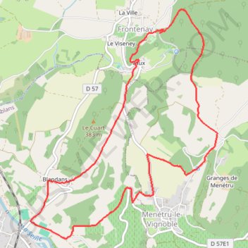 Itinéraire Rando Frontenay, distance, dénivelé, altitude, carte, profil, trace GPS
