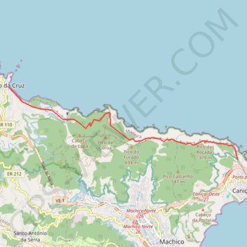 Itinéraire Caniçal - Porto da Cruz, distance, dénivelé, altitude, carte, profil, trace GPS