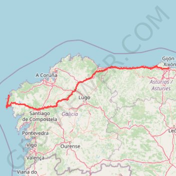 Itinéraire Camino Del Norte et Camino Portugais par la cÃ´te, distance, dénivelé, altitude, carte, profil, trace GPS