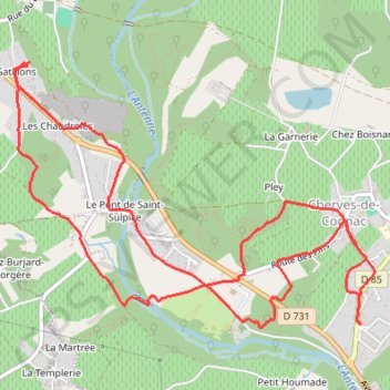 Itinéraire Boucle depuis Saint-Sulpice-de-Cognac, distance, dénivelé, altitude, carte, profil, trace GPS