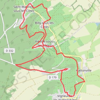 Itinéraire Les côtes de Meuse, distance, dénivelé, altitude, carte, profil, trace GPS