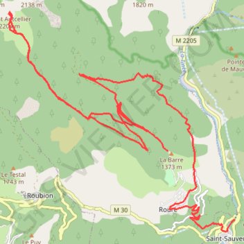 Itinéraire Mont Aucellier depuis l'arboretum de Roure, distance, dénivelé, altitude, carte, profil, trace GPS
