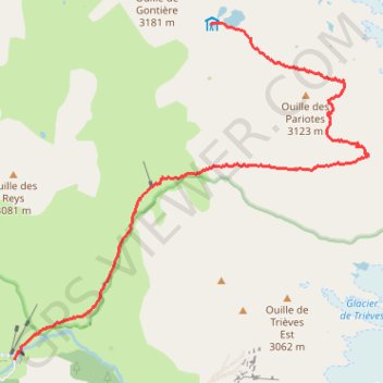 Itinéraire Sources supérieures de l'Arc, distance, dénivelé, altitude, carte, profil, trace GPS