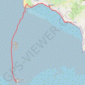 Itinéraire Mont-Saint-Michel, distance, dénivelé, altitude, carte, profil, trace GPS