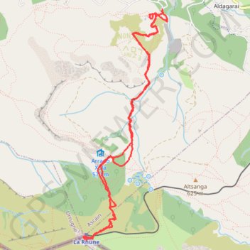 Itinéraire La Rhune depuis le chemin des CarriÃ¨res Ã Ascain, distance, dénivelé, altitude, carte, profil, trace GPS