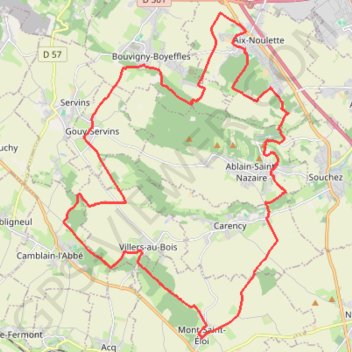Itinéraire Crêtes de l'artois, distance, dénivelé, altitude, carte, profil, trace GPS