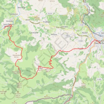 Itinéraire 2022-08-14 de 06h5459 a 14h5914 - Rando Saint Etienne de Baigorry à Saint Jean Pied de port - GT820, distance, dénivelé, altitude, carte, profil, trace GPS