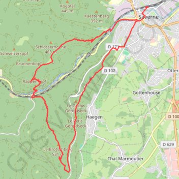 Itinéraire GPX Download: Château du Haut-Barr – Château du Haut-Barr boucle au départ de Saverne, distance, dénivelé, altitude, carte, profil, trace GPS