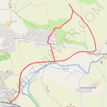 Itinéraire Courcelles-sur-Nied, distance, dénivelé, altitude, carte, profil, trace GPS