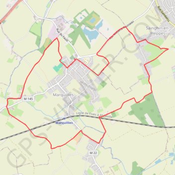 Itinéraire Autour de la Libaude - Marquillies, distance, dénivelé, altitude, carte, profil, trace GPS