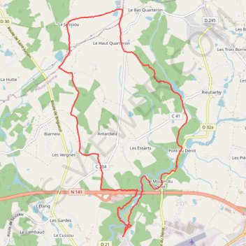 Itinéraire Saint-Junien (les Aubespins), distance, dénivelé, altitude, carte, profil, trace GPS