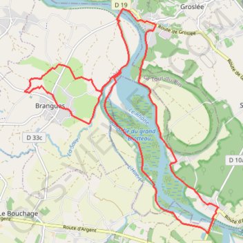 Itinéraire Brangues, distance, dénivelé, altitude, carte, profil, trace GPS