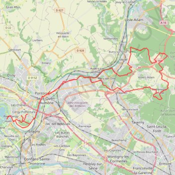Itinéraire Forêt de l'Isle-Adam, distance, dénivelé, altitude, carte, profil, trace GPS