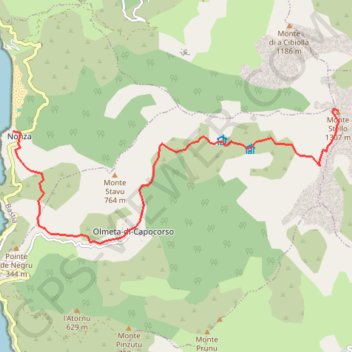 Itinéraire Mont Stello - Nonza, distance, dénivelé, altitude, carte, profil, trace GPS