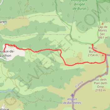 Itinéraire Pic de Burat, distance, dénivelé, altitude, carte, profil, trace GPS