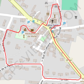 Itinéraire Sentier du bourg de Mellé, distance, dénivelé, altitude, carte, profil, trace GPS